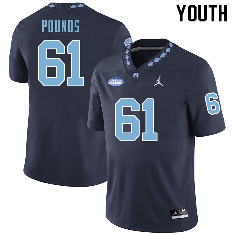 Youth #61 Diego Pounds North Carolina Tar Heels College Football Jerseys Sale-Navy